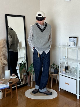 「アイテム（ベルト）」を使った、市川 昇さん（メンズ・169cm）の秋コーディネート