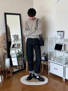 「アイテム（サンダル）」を使った、市川 昇さん（メンズ・169cm）の秋コーディネート