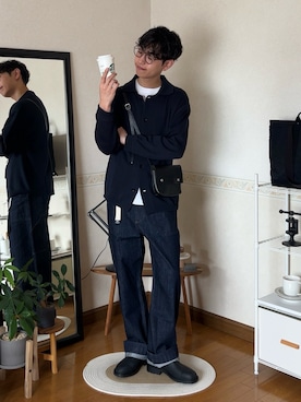 「MHL.（エムエイチエル）のアイテム」を使った、市川 昇さん（メンズ・169cm）の春コーディネート