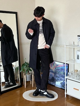 「アイテム（サンダル）」を使った、市川 昇さん（メンズ・169cm）の冬コーディネート