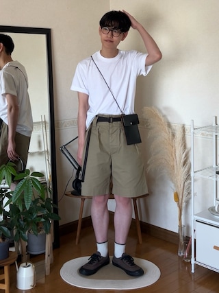 「無印良品(ムジルシリョウヒン)の紳士 天竺編みクルーネック半袖Tシャツ(Tシャツ/カットソー)」を使った、市川 昇さん(メンズ・169cm)の春コーディネート