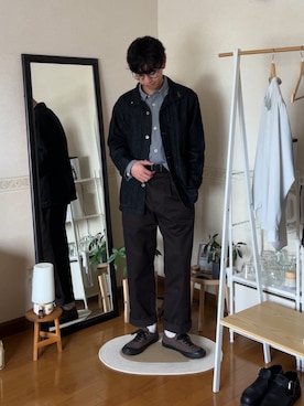 「アイテム（デニムジャケット）」を使った、市川 昇さん（メンズ・169cm）の秋コーディネート