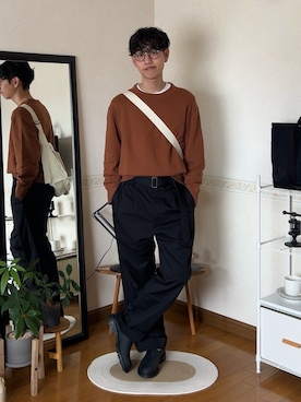 「MHL.（エムエイチエル）のアイテム」を使った、市川 昇さん（メンズ・169cm）の春コーディネート