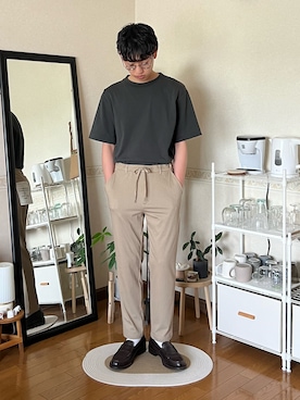 「ikka（イッカ）の【接触冷感】GOKU楽パンツ EASYSTRETCH 冷感アンクル（その他パンツ）」を使った、市川 昇さん（メンズ・171cm・20代）の夏コーディネート