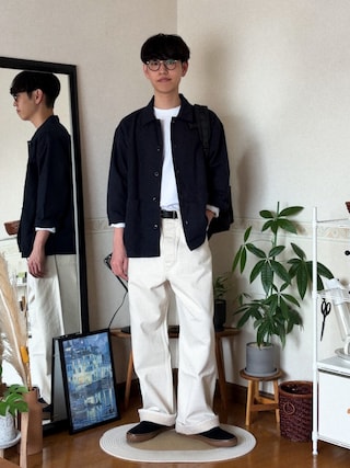 「MHL.(エムエイチエル)のCANTON NATURAL DENIM(その他パンツ)」を使った、市川 昇さん(メンズ・169cm)の秋コーディネート