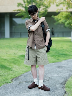 「AAA+（サンエープラス）のアイテム」を使った、市川 昇さん（メンズ・169cm）の夏コーディネート