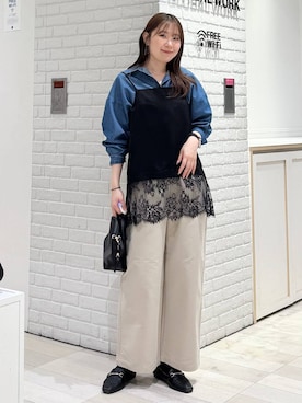 「GLOBAL WORK（グローバルワーク）のスペ軽お財布ショルダー/132336（ショルダーバッグ、ブラック系）」を使った、chiyuki.さん（レディース・168cm）の冬コーディネート