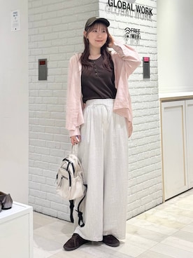 「GLOBAL WORK（グローバルワーク）のアイテム（帽子）」を使った、chiyuki.さん（レディース・168cm）の春コーディネート