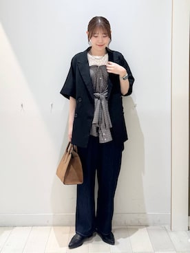「GLOBAL WORK（グローバルワーク）のGOODデニムバギーパンツ/498388（デニムパンツ）」を使った、chiyuki.さん（レディース・168cm・20代）の秋コーディネート