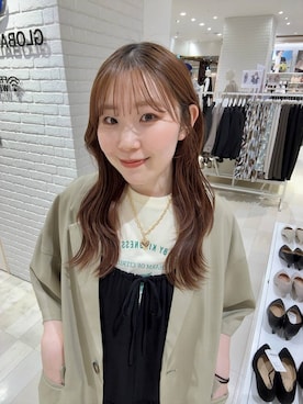 「GLOBAL WORK（グローバルワーク）のギャザーイージーワイドパンツ/632953（その他パンツ、ブラック系）」を使った、chiyuki.さん（レディース・168cm）の春コーディネート