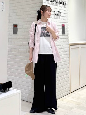 「GLOBAL WORK（グローバルワーク）の撥水軽量6ポケットリュック/105031（バックパック/リュック、ホワイト系）」を使った、chiyuki.さん（レディース・168cm）の冬コーディネート