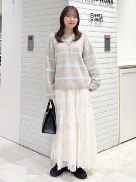 「アイテム（ノーカラージャケット）」を使った、chiyuki.さん（レディース・168cm）の冬コーディネート