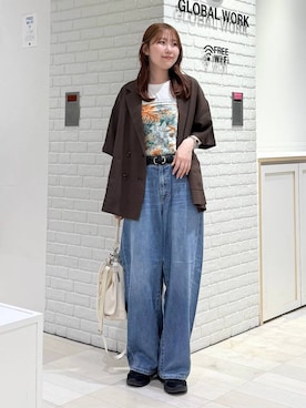 「GLOBAL WORK（グローバルワーク）のアイテム（パンツ）」を使った、chiyuki.さん（レディース・168cm）の夏コーディネート