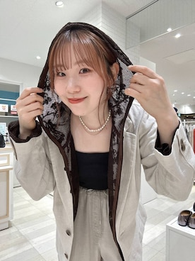 「GLOBAL WORK（グローバルワーク）のフレンチリネンワイドパンツ/600996（Pants、ホワイト系）」を使った、chiyuki.さん（レディース・168cm）の春コーディネート