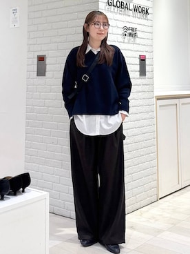 「GLOBAL WORK（グローバルワーク）のアイテム（パンツ）」を使った、chiyuki.さん（レディース・168cm）の冬コーディネート