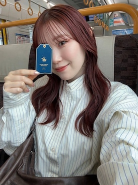 「GLOBAL WORK（グローバルワーク）のスペ軽バックルワンショルダー/640408（ショルダーバッグ、ブラウン系）」を使った、chiyuki.さん（レディース・168cm）の春コーディネート