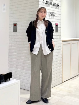 「GLOBAL WORK（グローバルワーク）の吉高由里子さん着用/365日マイスタイルシャツ/571317（シャツ/ブラウス、その他）」を使った、chiyuki.さん（レディース・168cm）の冬コーディネート