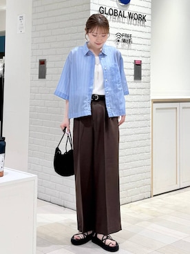 「GLOBAL WORK（グローバルワーク）のアイテム（パンツ）」を使った、chiyuki.さん（レディース・168cm）の夏コーディネート
