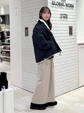 「GLOBAL WORK（グローバルワーク）のアイテム（ブルゾン）」を使った、chiyuki.さん（レディース・168cm）の秋コーディネート