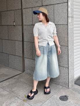 「SMELLY（スメリー）のアイテム（キャップ）」を使った、あやのさん（レディース・147cm）の夏コーディネート