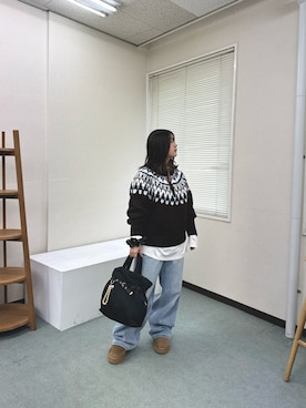 「アイテム（ヘアゴム）」を使った、あやのさん（レディース・147cm）の冬コーディネート