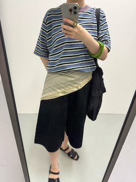 「SMELLY（スメリー）のアソートパターンスカーフ（バンダナ/スカーフ、その他）」を使った、あやのさん（レディース・147cm）の夏コーディネート