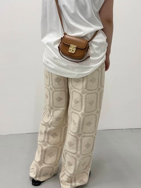 「URBAN RESEARCH DOORS（アーバンリサーチドアーズ）の『セットアップ対応』レースパンツ（その他パンツ、ベージュ系）」を使った、あやのさん（レディース・147cm）の夏コーディネート