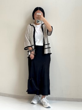 「GEVS.（ジェイヴィス）のアイテム（カーディガン/ボレロ）」を使った、かな153さん（レディース・153cm）の春コーディネート