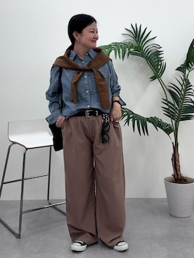 「アイテム（セットアップ、ブラウン系）」を使った、かな153さん（レディース・153cm）の夏コーディネート