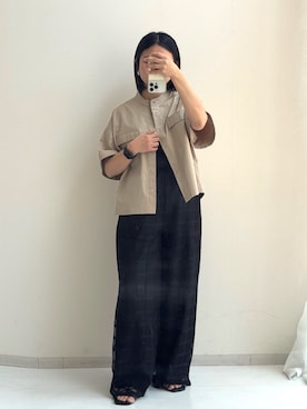 「ワイドパンツ 」｜「アイテム（パンツ）」を使った、かな153さん（レディース・153cm）の春コーディネート