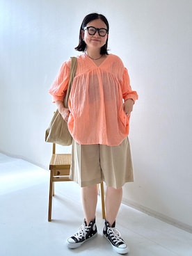 「CONVERSE ALL STAR（コンバースオールスター）のアイテム」を使った、かな153さん（レディース・153cm）の夏コーディネート