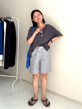 「OOFOS（ウーフォス）のアイテム」を使った、かな153さん（骨格ストレート・レディース・153cm）の夏コーディネート