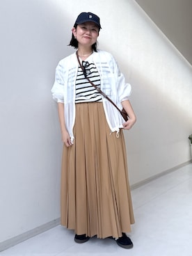 「nissen（ニッセン）のダブルポケットボリューム袖シアーブルゾン＜大きいサイズ有＞（ジャケット/アウター、ブラック系）」を使った、かな153さん（レディース・153cm）の春コーディネート