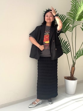「アイテム（ジャケット/アウター、ブラウン系）」を使った、かな153さん（レディース・153cm）の夏コーディネート