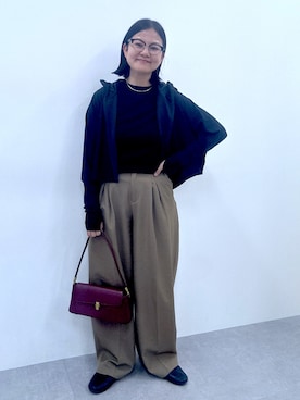 「nissen（ニッセン）のまるっと顔までUVパーカーポンチョ＜大きいサイズ有＞（パーカー、ブラック系）」を使った、かな153さん（レディース・153cm）の春コーディネート