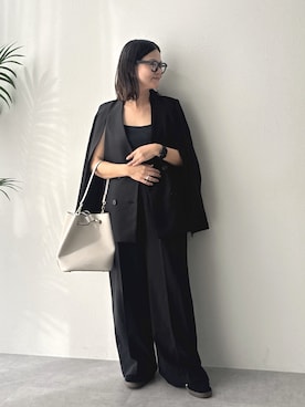 「アイテム（ノーカラージャケット）」を使った、かな153さん（レディース・153cm）の秋コーディネート