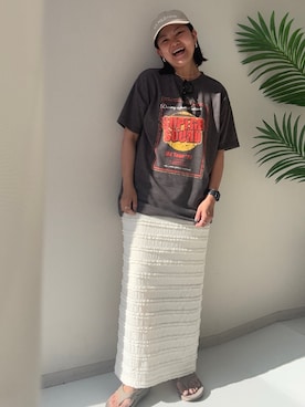 「150cm台コーデ」｜「アイテム（キャップ）」を使った、かな153さん（レディース・153cm）の夏コーディネート