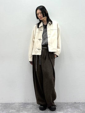 「HARE（ハレ）の【SET UP対応】ツイードクロスタックワイドパンツ(HARE)（スラックス）」を使った、seigiさん（メンズ・178cm・20代）の夏コーディネート