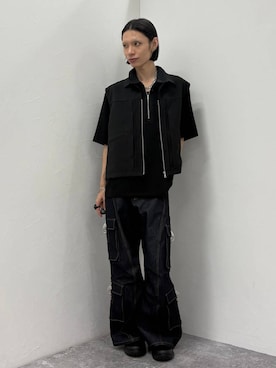 「HARE（ハレ）の【接触冷感】アソートキリカエハーフZIPカット(HARE)（Tシャツ/カットソー、ブラック系）」を使った、seigiさん（メンズ）の夏コーディネート