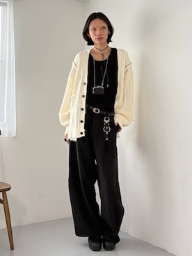 「HARE（ハレ）のBIGダメージZIPカーディガン(HARE)（カーディガン/ボレロ、ホワイト系）」を使った、seigiさん（メンズ）の夏コーディネート