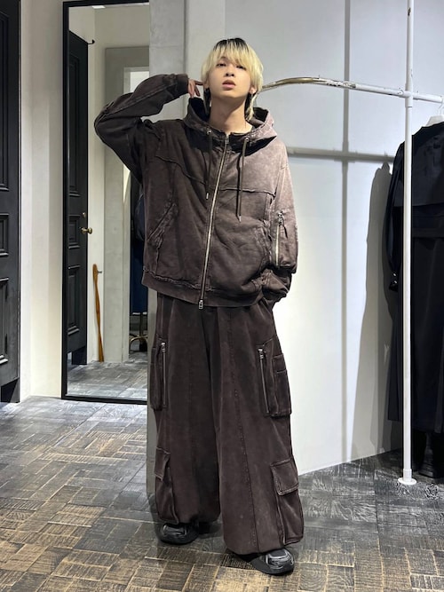 SET UP対応】ピグメントスウェットカーゴパンツ(HARE