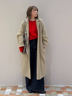 「アイテム（チェスターコート）」を使った、byumemotoさん（レディース・160cm）の冬コーディネート