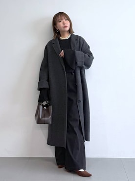 「アイテム（チェスターコート）」を使った、byumemotoさん（レディース・160cm・20代）の冬コーディネート