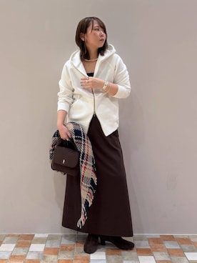 「アイテム（ファッション雑貨、ベージュ系）」を使った、byumemotoさん（レディース・160cm）の秋コーディネート