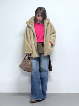 「BARNYARDSTORM（バンヤードストーム）のBARNYARDSTORM / ミンクライクコート（ブルゾン）」を使った、byumemotoさん（レディース・160cm）の秋コーディネート