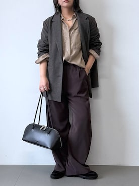 「アイテム（スラックス）」を使った、byumemotoさん（レディース・160cm・30代）の夏コーディネート