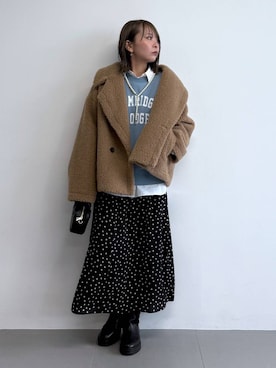 「アイテム（ピーコート）」を使った、byumemotoさん（レディース・160cm）の秋コーディネート