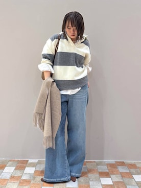 「アイテム（ストール/ショール）」を使った、byumemotoさん（レディース・160cm・30代）の秋コーディネート