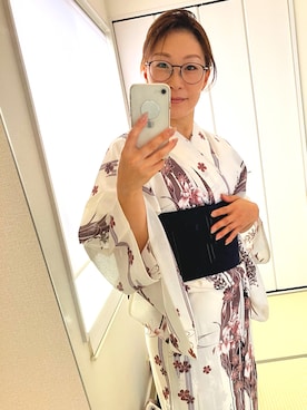 「アイテム（浴衣、ホワイト系）」を使った、sakanaeeさん（レディース・155cm）の夏コーディネート