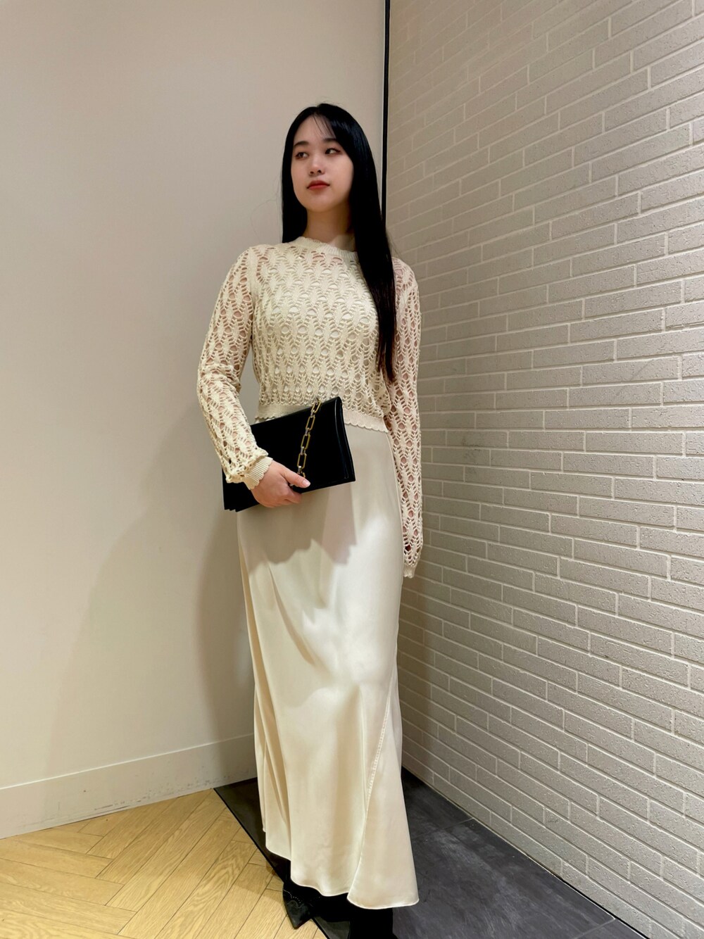 「パーティースタイル、ドレス、いいね、save、フォローお願いします🤑」｜「ALLSAINTSのAKIRA LEATHER REMOVABLE CHAIN CLUTCH BAG | AKIRA レザー リムーバブル チェーン クラッチ バッグ（ショルダーバッグ、ブラック系）」を使った、Mihoさん（レディース・160cm）の夏コーディネートの1枚目の写真